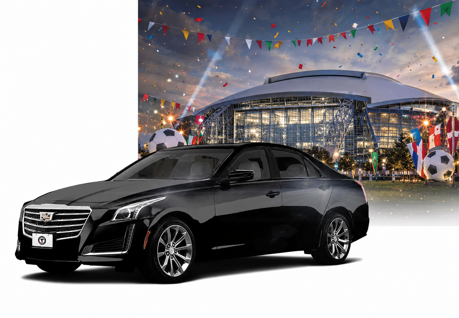 black car to the Dallas world cup 2026 games in Arlington, TX